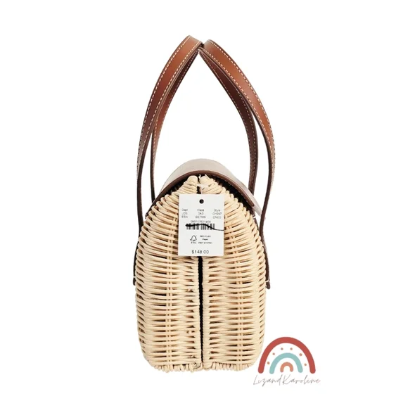 New! J. Crew Small Rattan Leather Top Handle Satchel Crossbody Bag - Picture 8 of 16